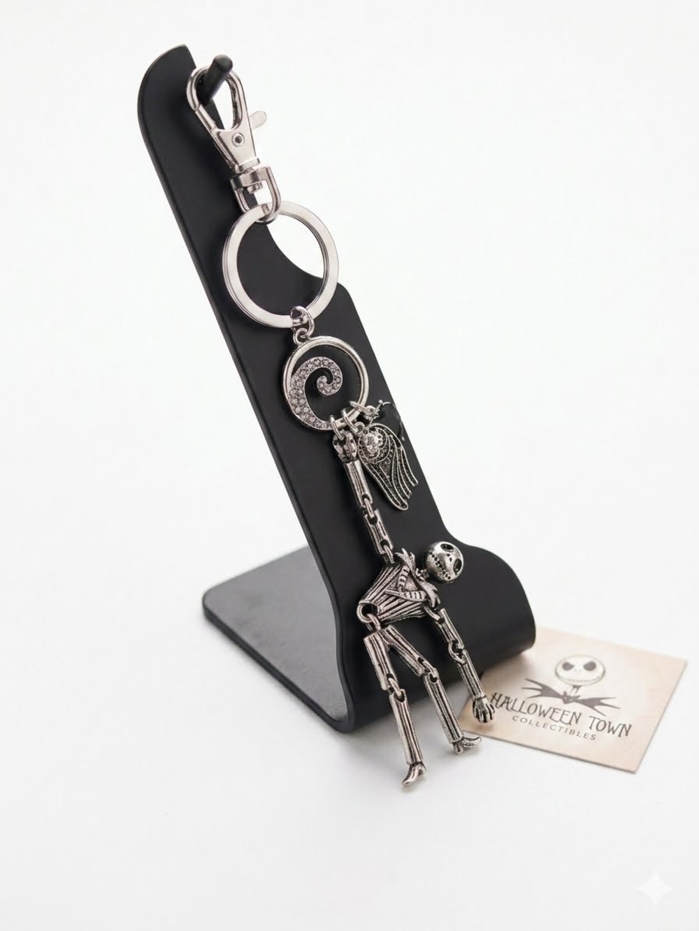 The Nightmare Before Christmas Charm Keychain in Silver Tone